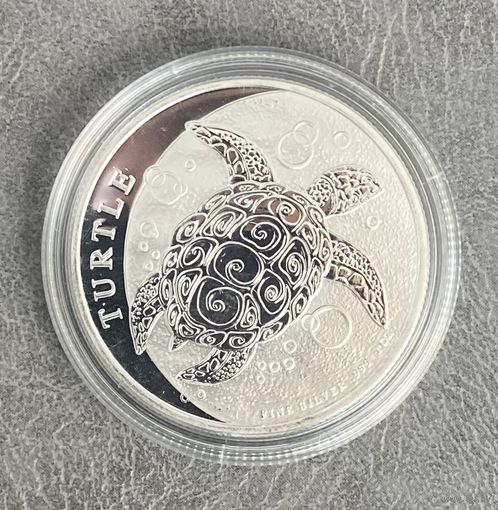 Монета Ниуэ 2 доллара 2022 Черепаха Серебро Proof С рубля без МЦ