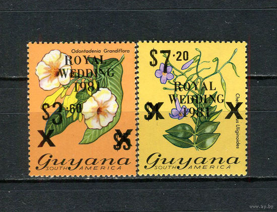Гайана - 1981 - Свадьба принца Чарльза и Дианы Спенсер. Надпечатки - [Mi. 616a-617a] - полная серия - 2 марки. MNH.  (LOT EF2)-T10P1