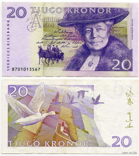 Швеция. 20 крон (образца 2008 года, P63c, подпись Stefan Ingves, XF)