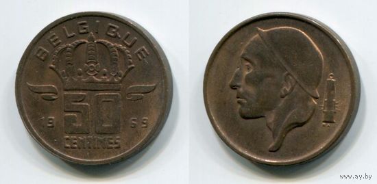 Бельгия. 50 сантимов (1969, BELGIQUE, XF)