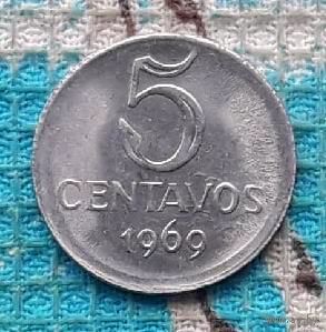 Бразилия 5 центаво 1969 года. Бразилия времен Тропиканки.