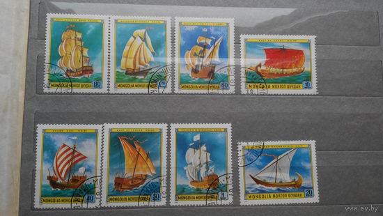 Корабли, парусники, морской флот, транспорт, техника, марки, Монголия, 1981