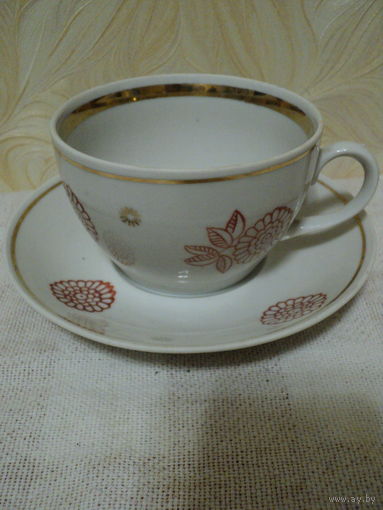 Чайная пара(объём чашки 200мл) ,Полонский фарфоровый з-д 1980-91гг,лот 9