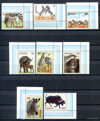 Руанда - 1984г. - Зебры и буйволы - полная серия, MNH [Mi 1283-1290] - 8 марок