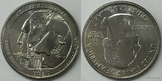 25 центов(квотер) США 2013г P, Национальный мемориал Маунт-Рашмор