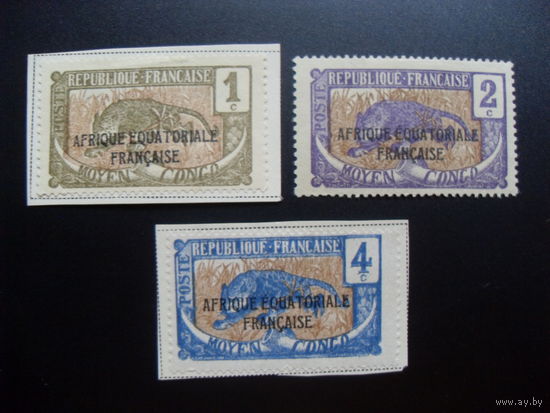 Франция. Французская оккупация (Экваториальная Африка Среднее Конго) 1924 Mi:FR-MC 25,26,27