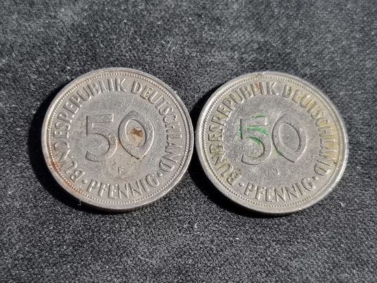Германия  50 пфеннигов 1966 лот 2 шт  J F