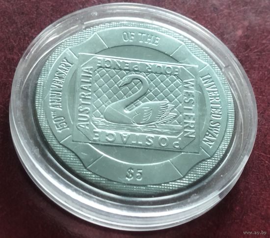 Серебро!Британские Виргинские острова 5 долларов, 2005 год перевернутый лебедь