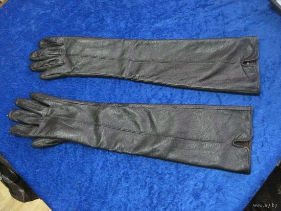 Перчатки кожаные женские длинные, размер 6,5.