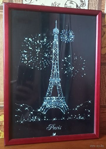 Рамка для фото. Со стеклом. 21 х 29,5 см. С изображением Эйфелевой башни. Париж