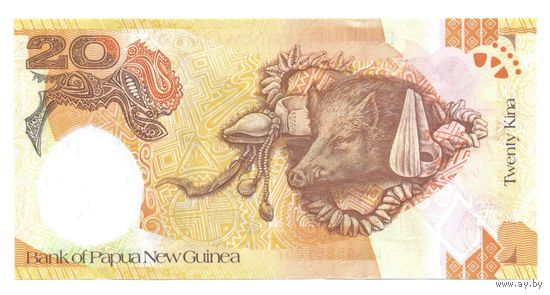 Папуа-Новая Гвинея. 20 кина 2008 г. 35-летие Банка Папуа-Новой Гвинеи. (1)