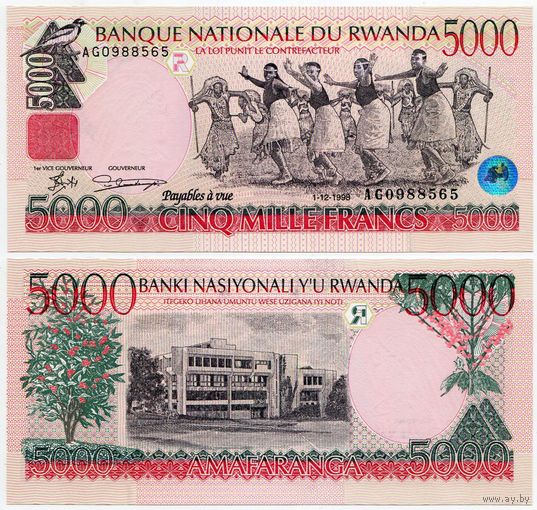 Руанда. 5000 франков (образца 1998 года, P28, UNC)