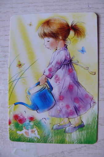 Календарик, 2024, Бабок Е., Девочка поливает цветы.