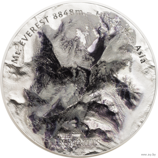 RARE Острова Кука 25 долларов 2017г. "7 Вершин: Эверест". Монета в капсуле; подарочной рамке - футляре; сертификат; коробка. СЕРЕБРО 155,50гр.(5 oz).