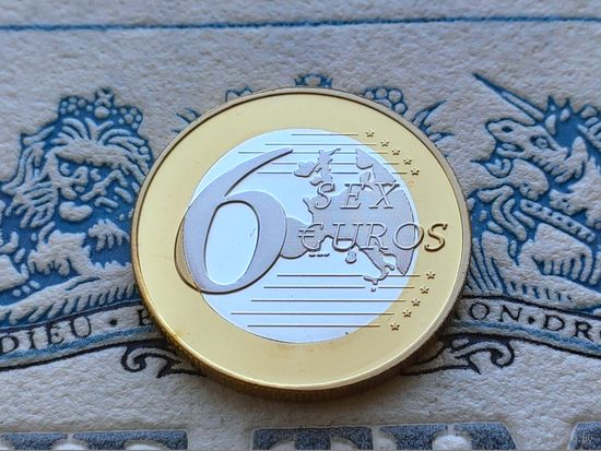Монетовидный жетон 6 (Sex) Euros (евро). #13