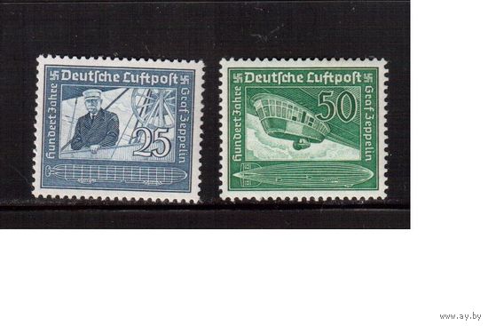 Германия-1938,(Мих.669-670)  ** (MNH)  , Личности, Дирижабли, Цепелин
