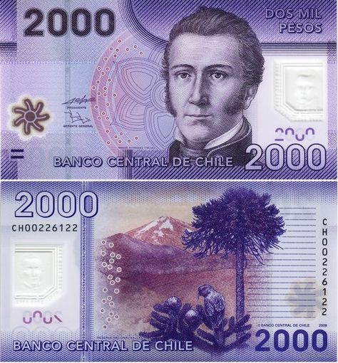 Чили 2000 песо  2021 год  UNC  (полимер)