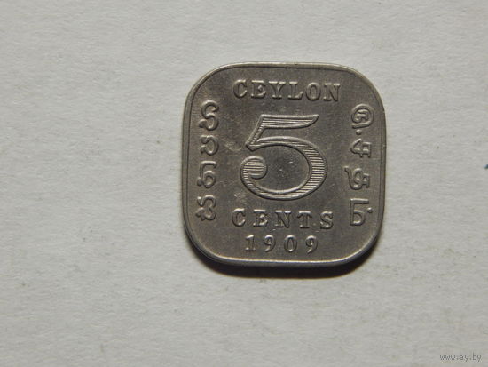 Цейлон 5 центов 1909г
