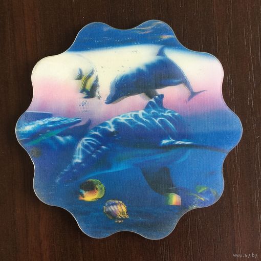 Подставка с объемным фото "Дельфины"