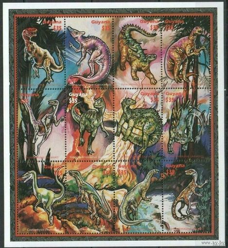 1996 Гайана 5486-5497ZB Динозавры 7,50 евро