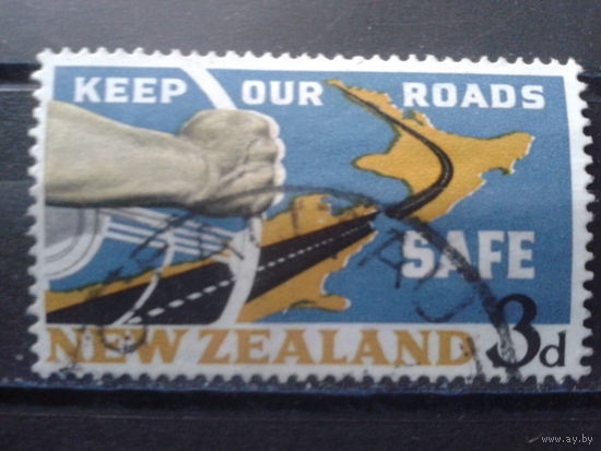 Новая Зеландия 1964 Карта страны, дорога