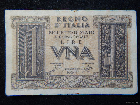 Италия 1 лира 1939 г