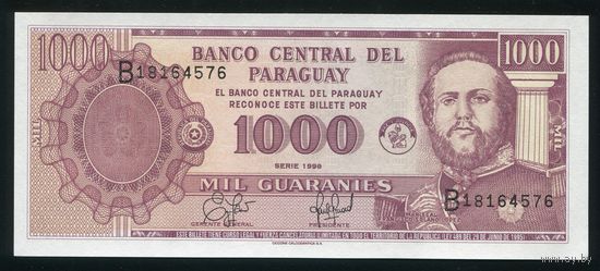 Парагвай 1000 гуарани 1998 г. 214a. Серия B. UNC