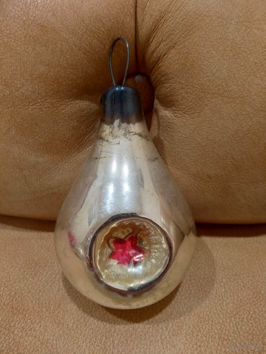 Ёлочная игрушка СССР шар лампочка 10 см звезда агитация