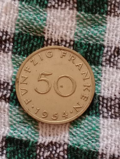 Саар 50 франков 1954 хорошее состояние