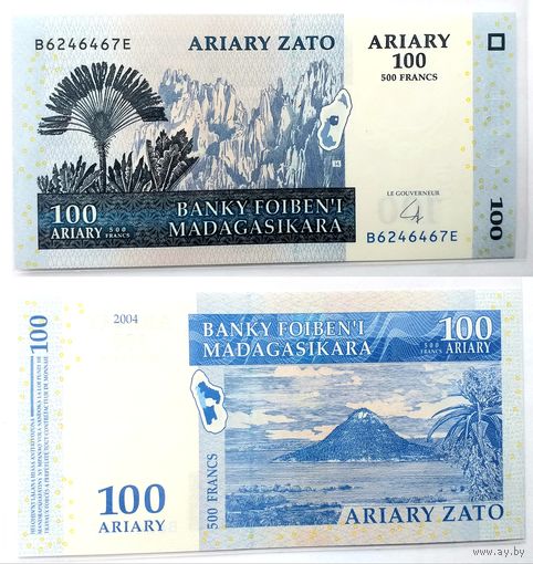 Мадагаскар 100 ариари (образца 2004 года, UNC) в холдере