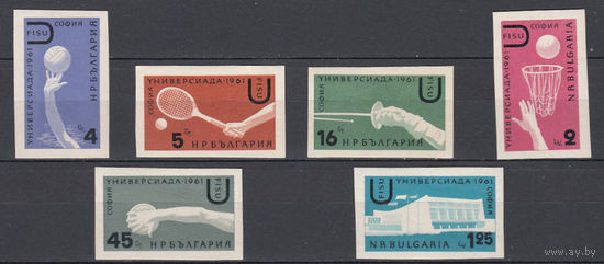 Спорт. Универсиада. Болгария. 1961. 6 марок б/з (полная серия). Michel N 1237-1242 (11,0 е).