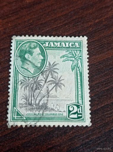 Британская Ямайка 1938 года. Кокосовые пальмы в бухте Колумба