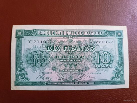 Бельгия 10 франков 1943
