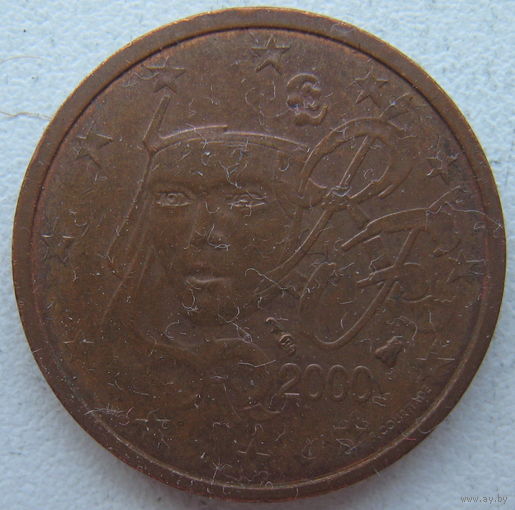 Франция 2 евроцента 2000 г.