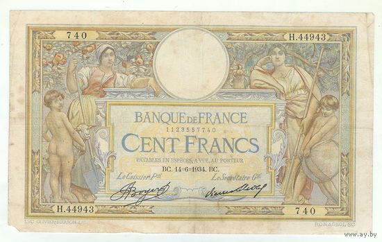 Франция, 100 франков 1934 год