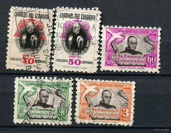 Эквадор - 1954 - Кардинал де ла Торре - [Mi. 818-822] - полная серия - 5 марок. Гашеные.