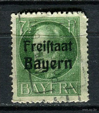 Бавария в составе Веймарской республики - 1919/1920 - Надпечатка Freistaat Bayern 7 1/2Pf - [Mi.154A] - 1 марка. Гашеная.  (Лот 147CB)