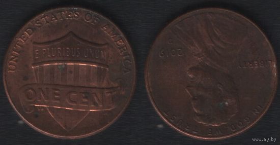 США km468 1 цент 2019 год (D) (f