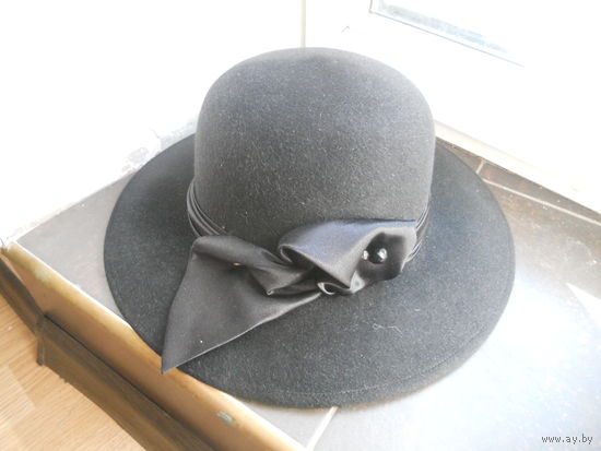 Шляпа женская фетровая. Черная 57 раз.