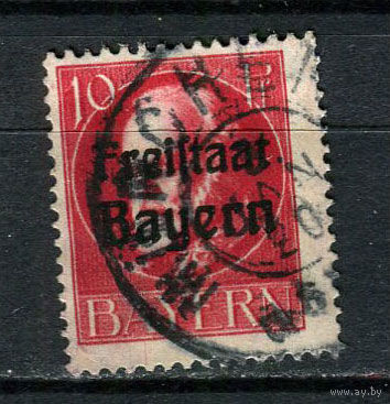 Бавария в составе Веймарской республики - 1919/1920 - Надпечатка Freistaat Bayern 10Pf - [Mi.155A] - 1 марка. Гашеная.  (Лот 148CB)