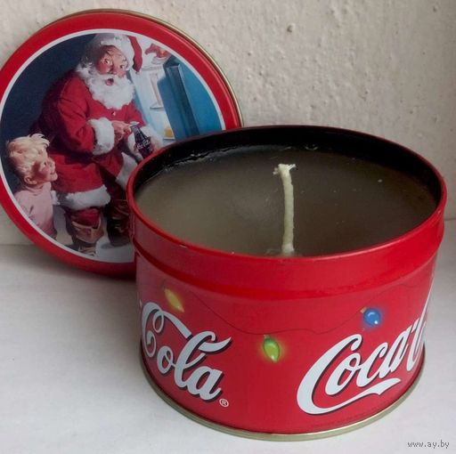 Баночка Coca-Cola металлическая со свечой Рождество/Новый Год!