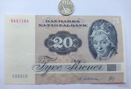 Werty71 Дания 20 крон 1988 1972 банкнота Паулина Мария Тутейн Воробьи
