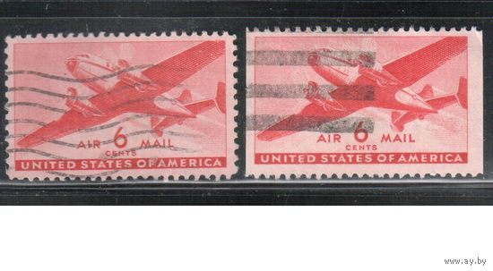США-1941, (Мих.500 A+D), гаш.   , Авиация, Самолет,  2 типа зубцовки