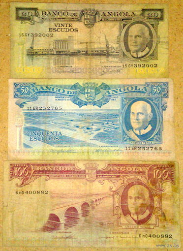 Ангола 20, 50, 100 эскудо 1962 Pic#92-94