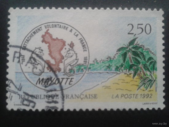 Франция 1991 150 присоединения о-ва Майота к Франции, карта