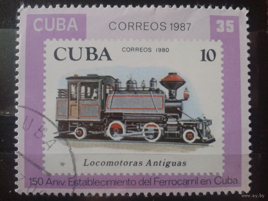 Куба 1987 Паровоз, марка в марке 35 с
