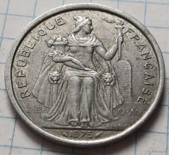 Французская Полинезия 2 франка, 1975    ( 2-9-4 )