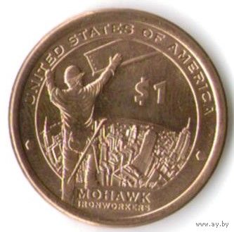 1 доллар США 2015 год Сакагавея Рабочие Мохоки двор D _состояние UNC