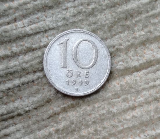 Werty71 Швеция 10 эре 1949 серебро