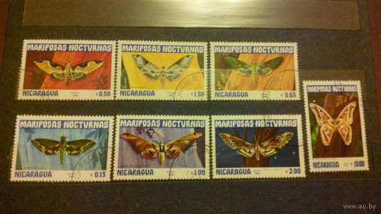 Бабочки, насекомые, марки, фауна, Никарагуа, 1983